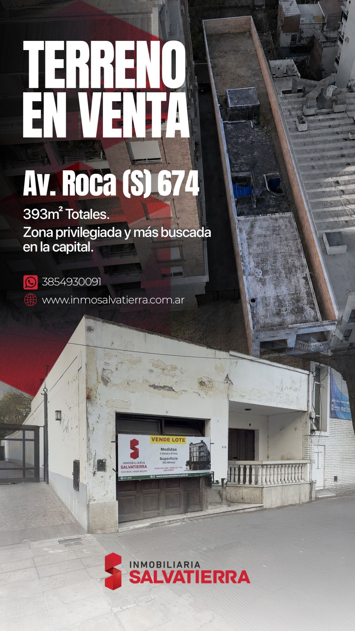 ¡Vta. Importante Terreno en Av. Roca (S) al 600!