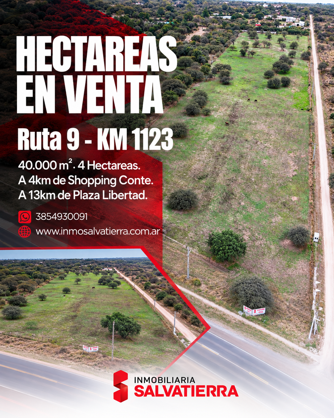 ¡Vta. Importantes 4 Hectáreas – Ruta Nacional 9 Km 1123!